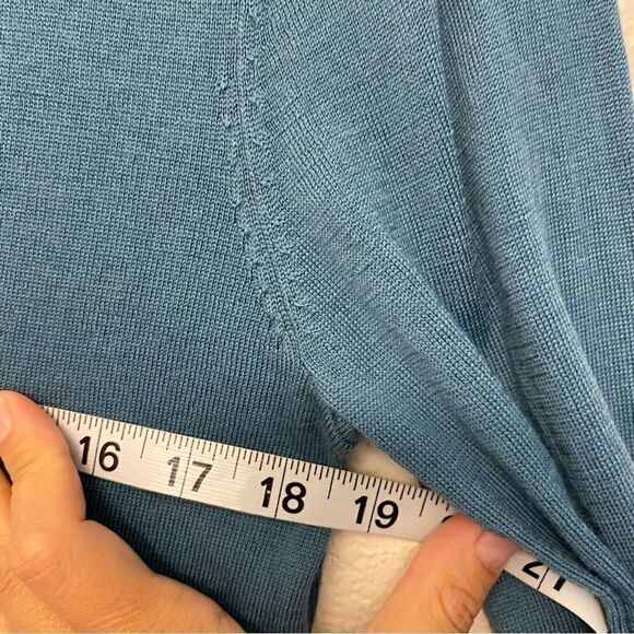 Katherine Barclay 100% Merino Extra Fine Wool Crewneck Sweater Teal Blue -L - Picture 4 of 9